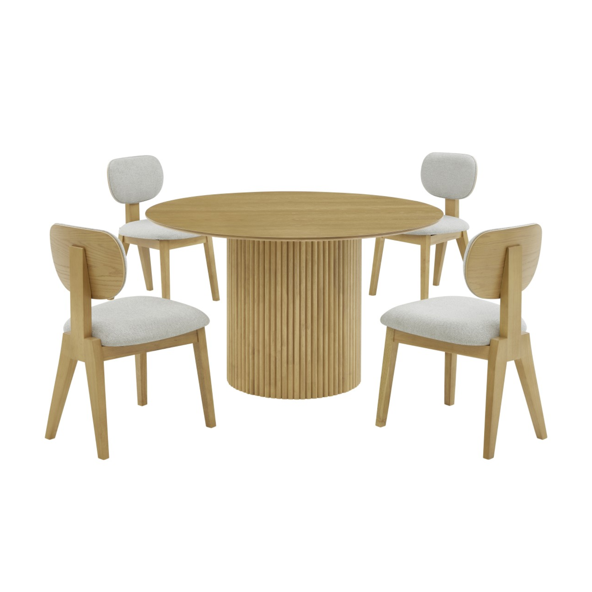 Brassex Terra 5-piece natural wood dining set with table and four matching chairs, ideal for modern dining rooms.