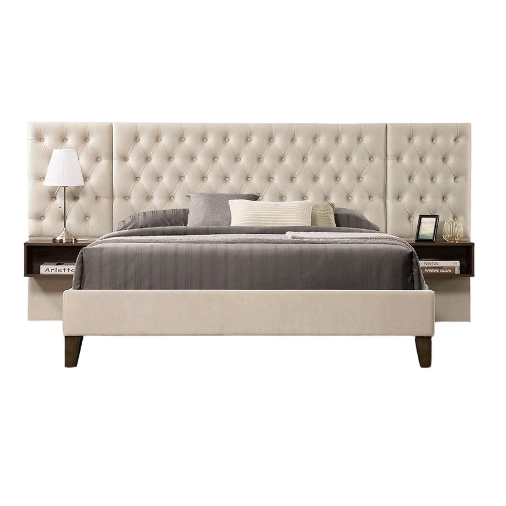 Iff Grand Chateau Collection platform bed with a sleek design and wooden finish, shown in a stylish bedroom setting.