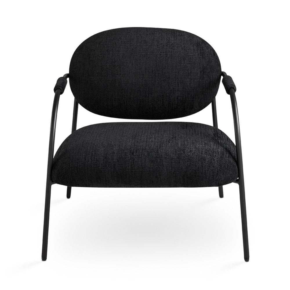 Black Xcella Alvin accent chair with sleek design and cushioned seat, perfect for modern living spaces.