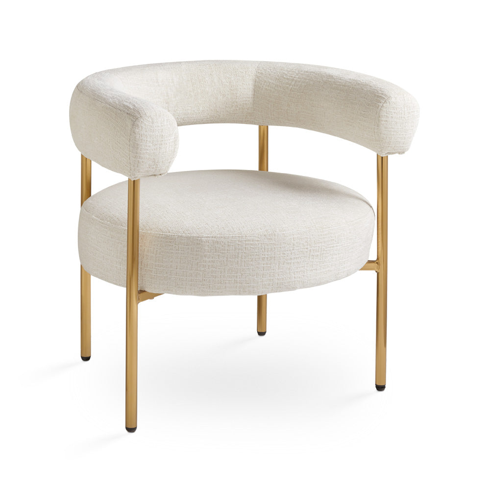 Xcella Mallory Ivory Accent Chair with plush fabric, wooden legs, and stylish design perfect for living room or bedroom decor.