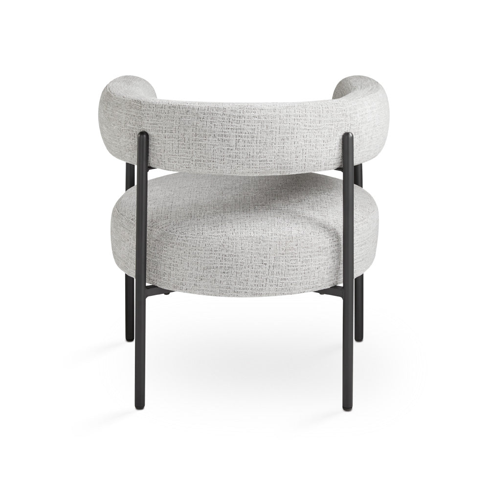 Xcella Mallory accent chair in ash color, showing the back with plush upholstery and stylish design for modern living spaces.