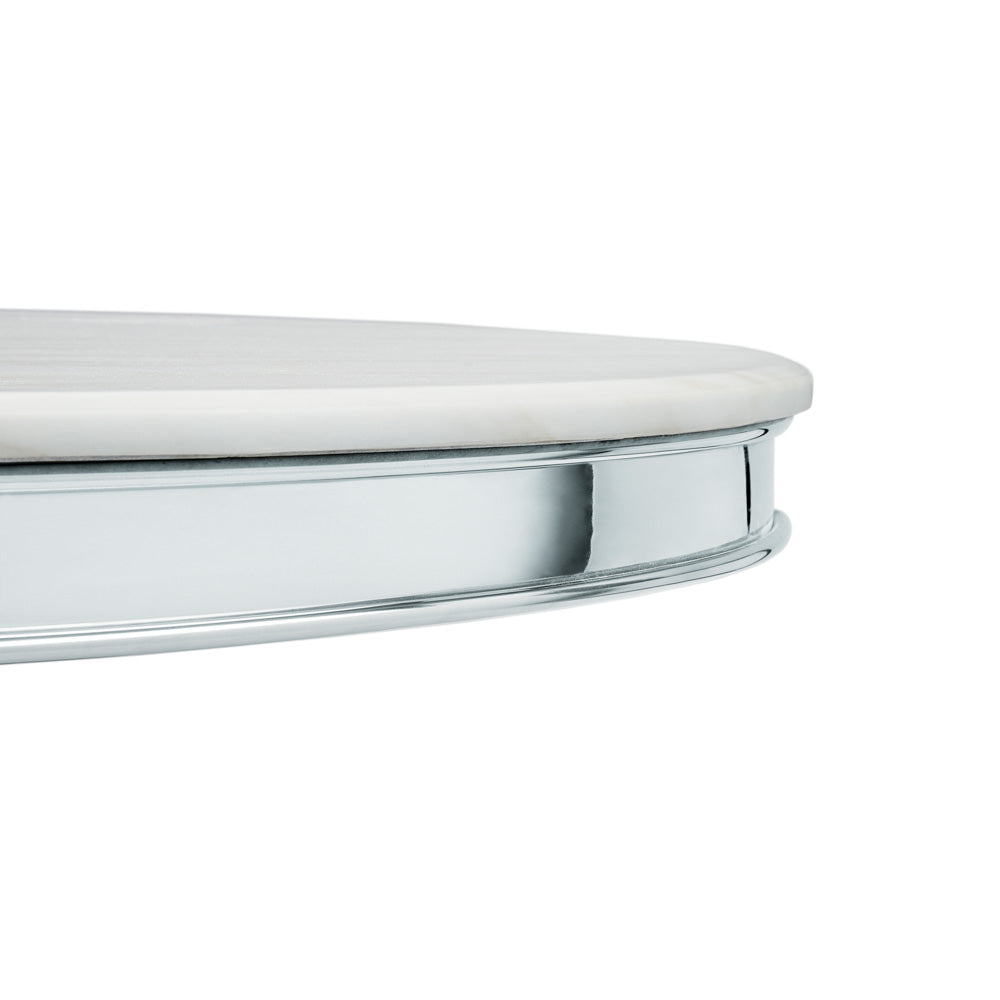 Xcella Bailey coffee table with a sleek silver finish, showcasing a modern design and smooth surface.