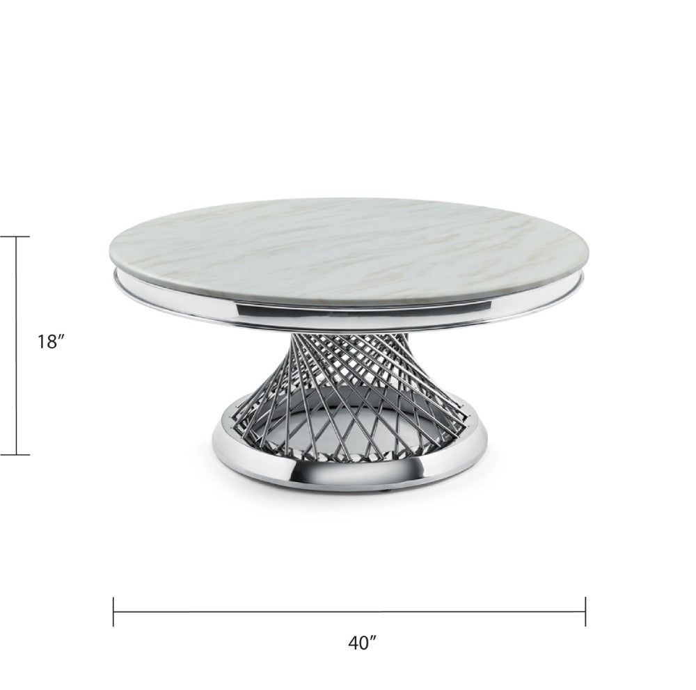 Xcella Bailey coffee table in silver with a sleek modern design, featuring a smooth surface and sturdy legs.