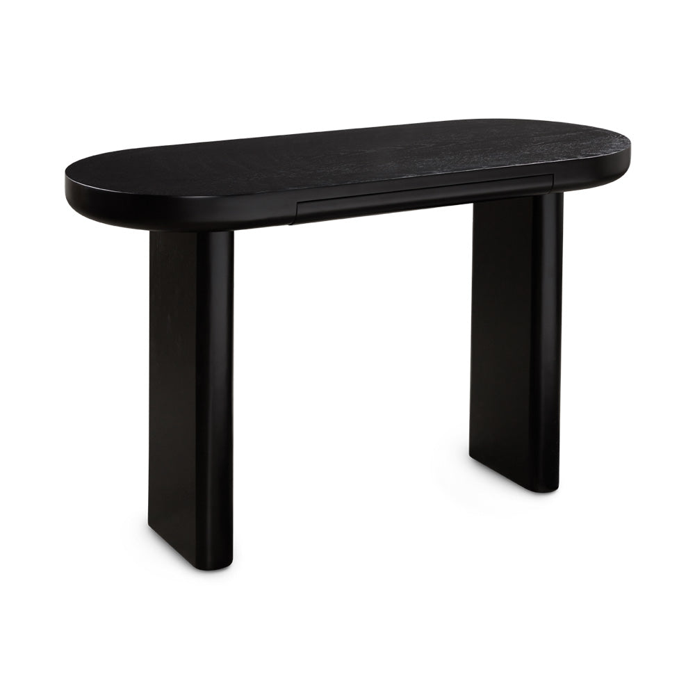 Xcella Edgar Wood console table with sleek design, showcasing a three-quarter view of the elegant wooden desk or entryway table.