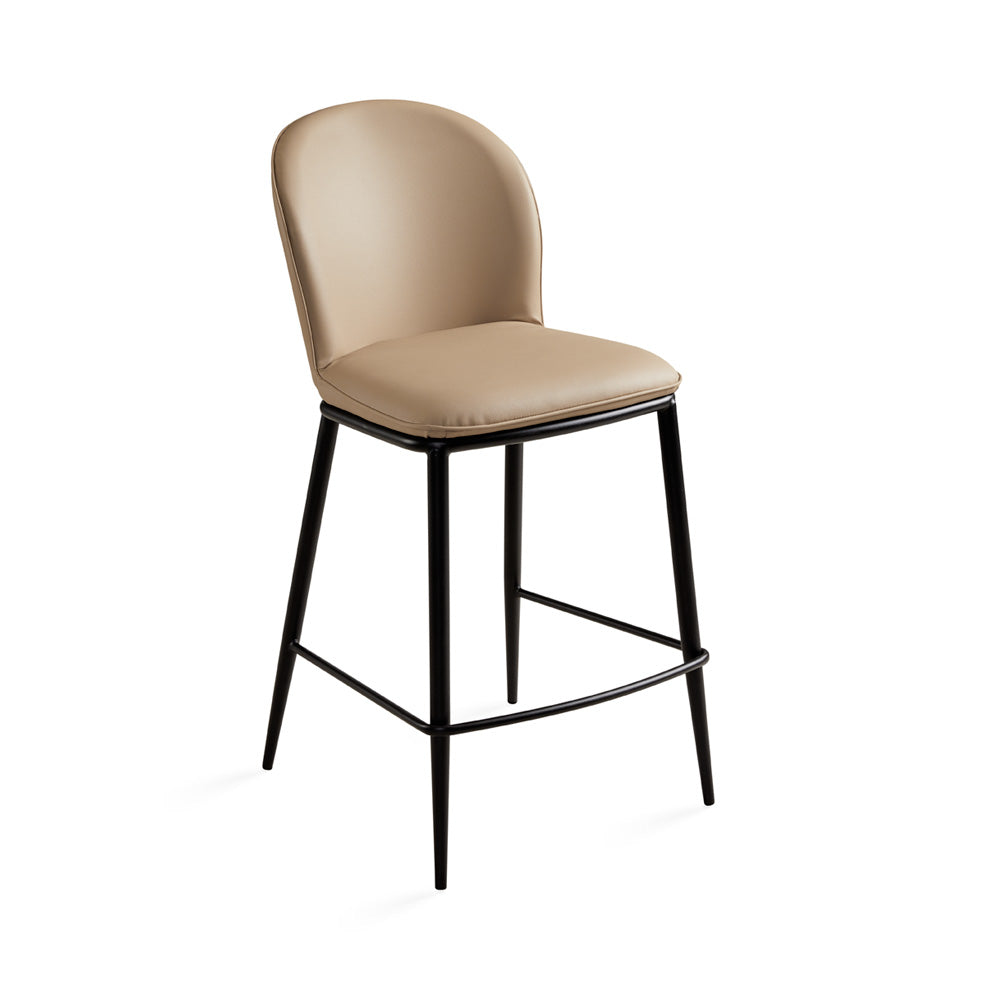 Xcella Angie taupe leatherette counter chair with modern design, featuring a padded seat and sleek metal legs.