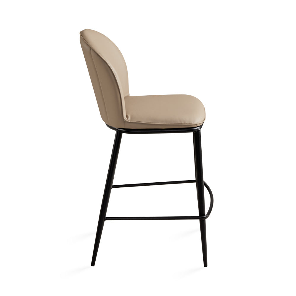 Xcella Angie counter chair with taupe leatherette upholstery and sleek modern design, perfect for bar or kitchen counter seating.