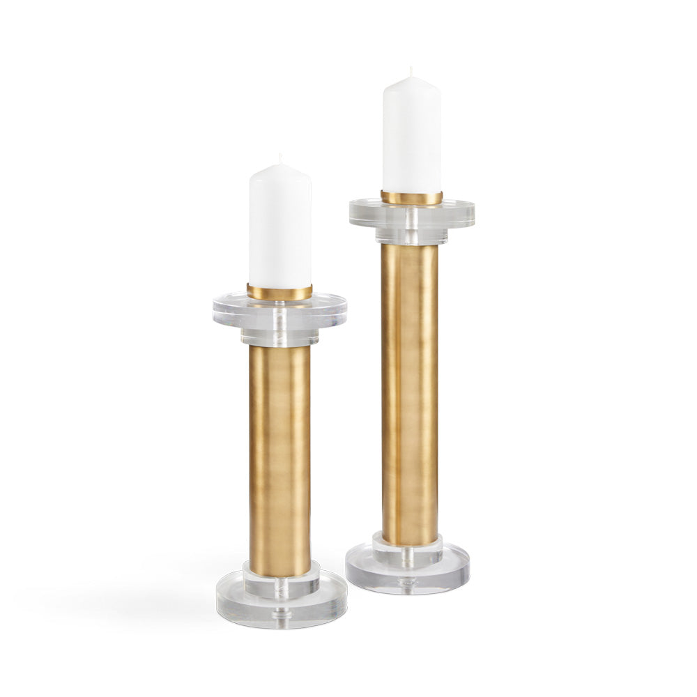 Gold Mylah candle holders by Xcella, elegant decorative decor with three gold-colored holders for candles.