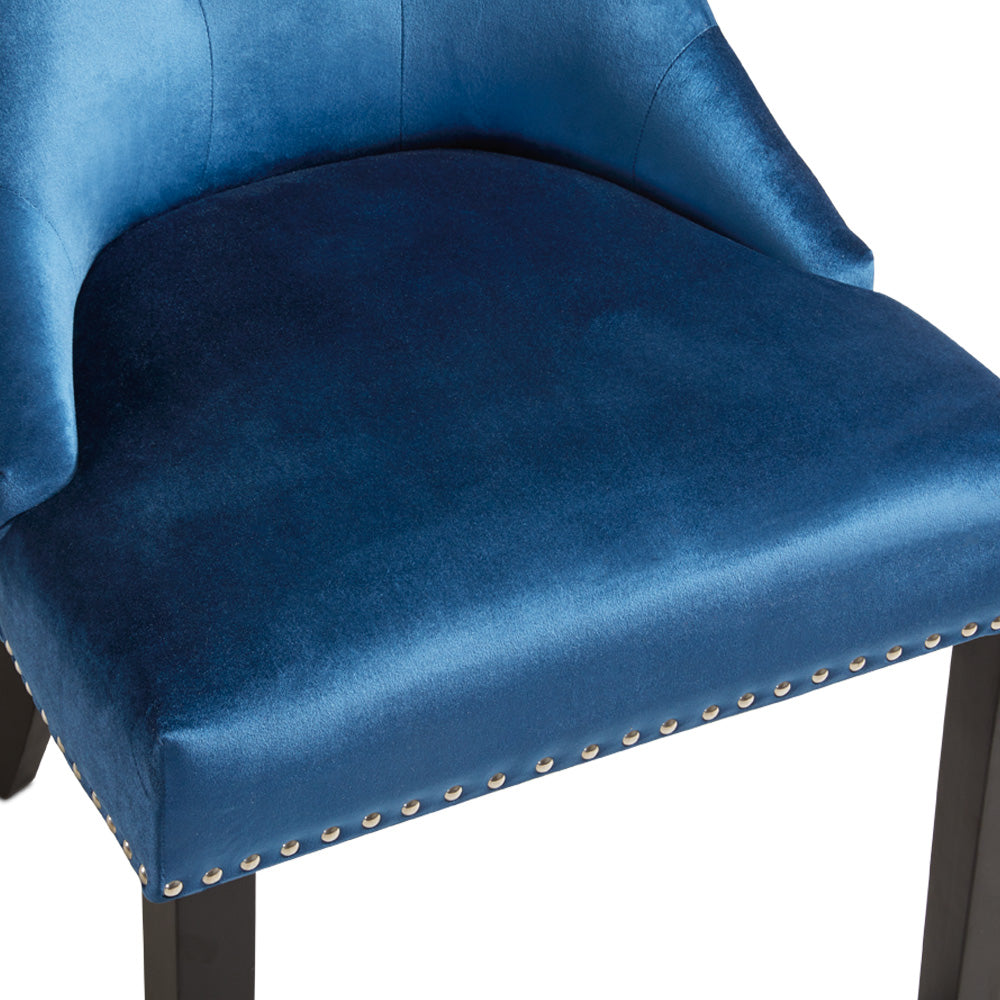Set of two Rimzy Blue Wood Dining Chairs by Xcella, featuring sleek organic railwood design for modern dining rooms.