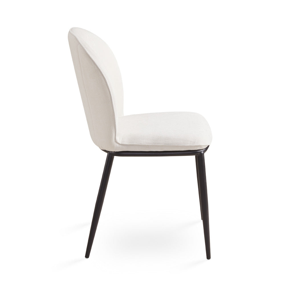 Xcella Tulip Oak Top Dining Table Set with ivory wood finish and two matching chairs, ideal for modern dining rooms.