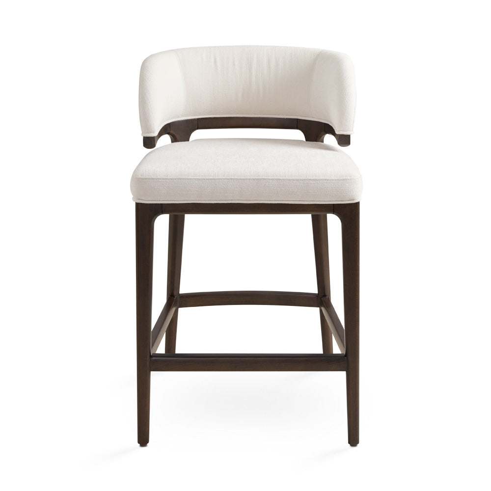 Xcella Chanler Counter Chair Silex Ivory dining chair with modern design and cushioned seat, shown from the front view.