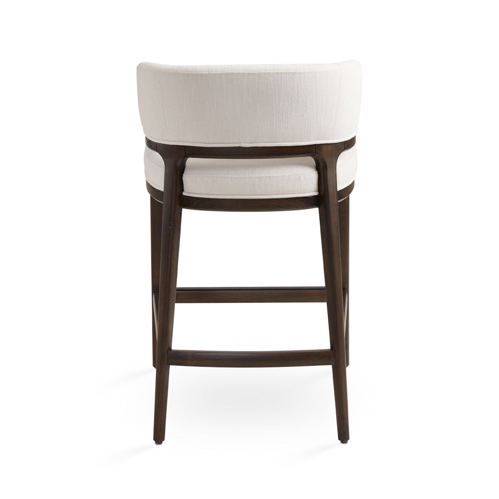 Back view of Xcella Chanler Counter Chair Silex Ivory, modern dining chair with sleek design and light ivory upholstery.