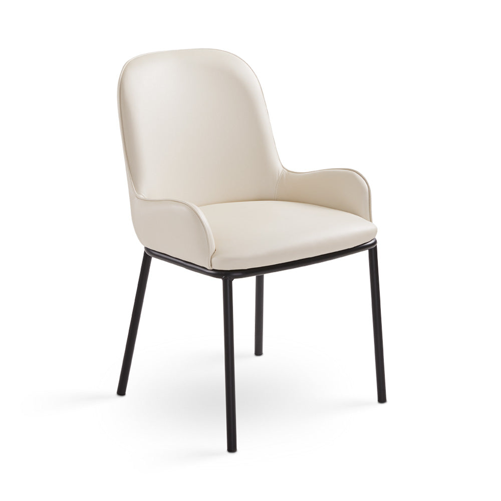 Xcella Harmony 5-piece round dining table set in white with matching chairs, modern design for kitchen or dining room.