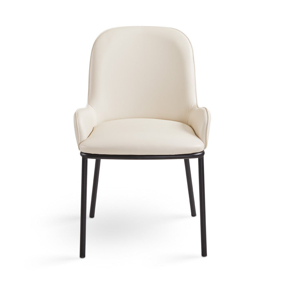 Xcella Harmony 5-piece round dining table set in white with matching chairs, ideal for modern kitchen or dining room.