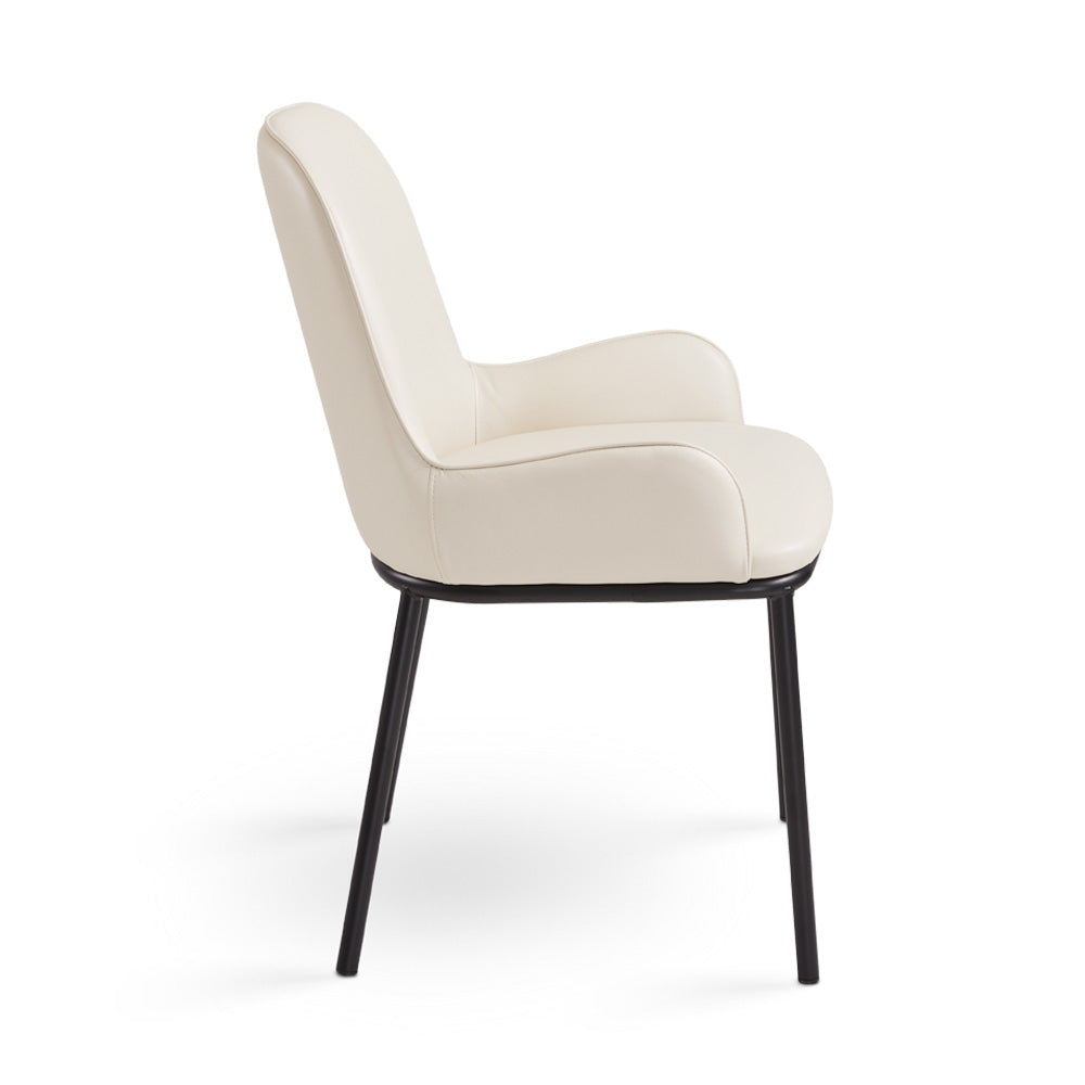 Xcella Harmony 5-piece round dining table set in white with matching chairs for a modern kitchen or dining room.
