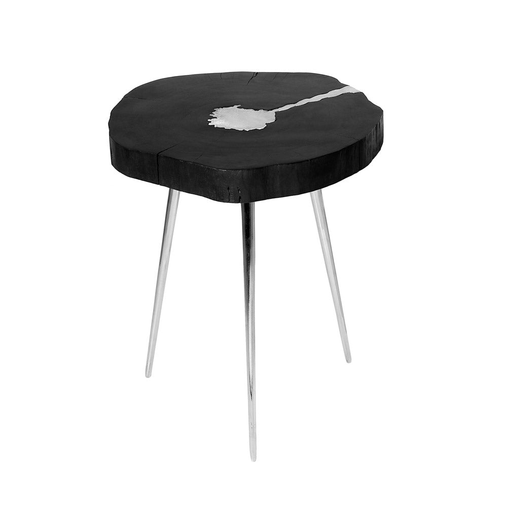 Black AKIS end table by Xcella featuring a sleek, modern design with a smooth surface and sturdy legs.