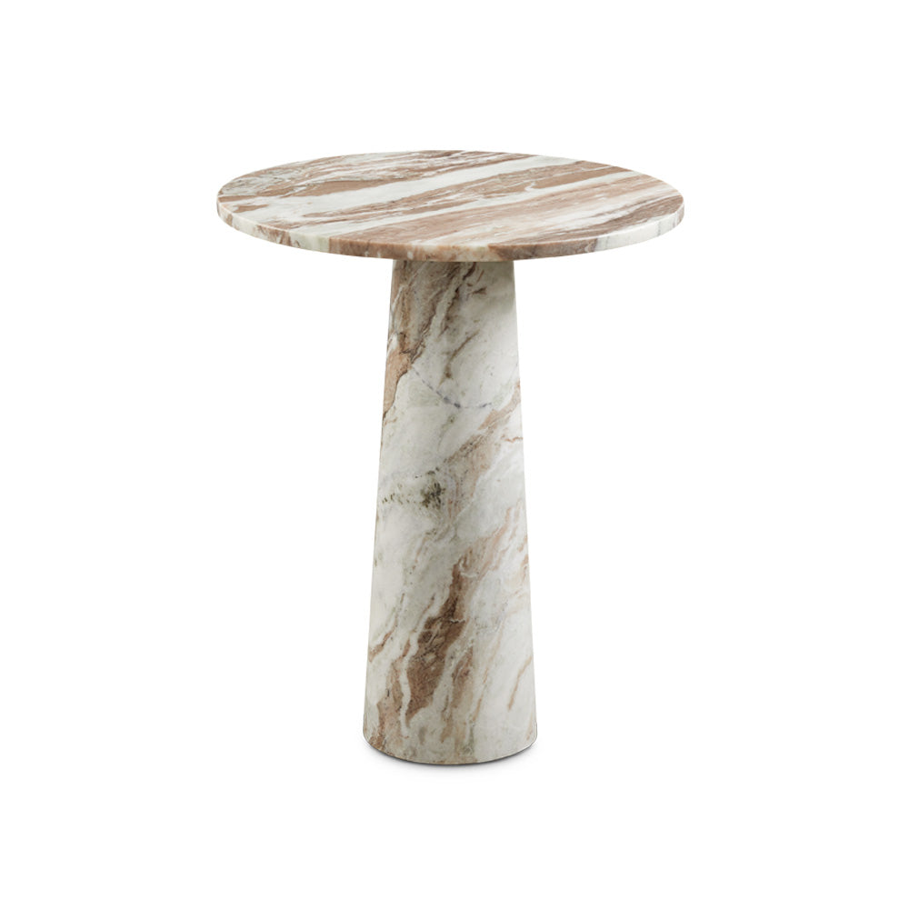Xcella Belinda marble end table with sleek design and white marble top, perfect for living room or bedroom decor.