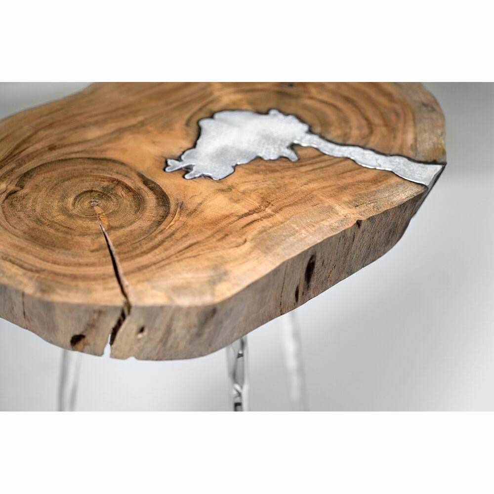 Xcella AKIS natural wood end tables with sleek, modern design, featuring smooth surfaces and sturdy legs for stylish living room decor.
