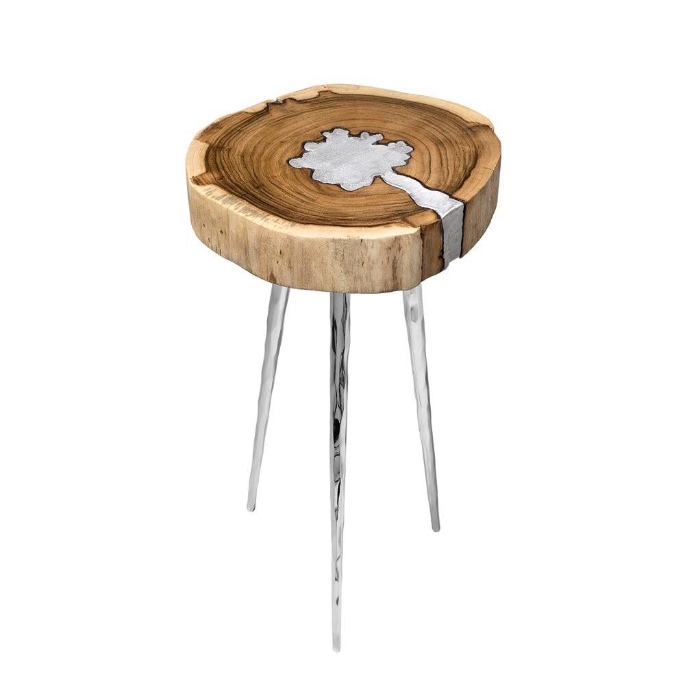 Natural wood Xcella AKIS side tables, modern end tables with sleek design and smooth finish, perfect for living room decor.