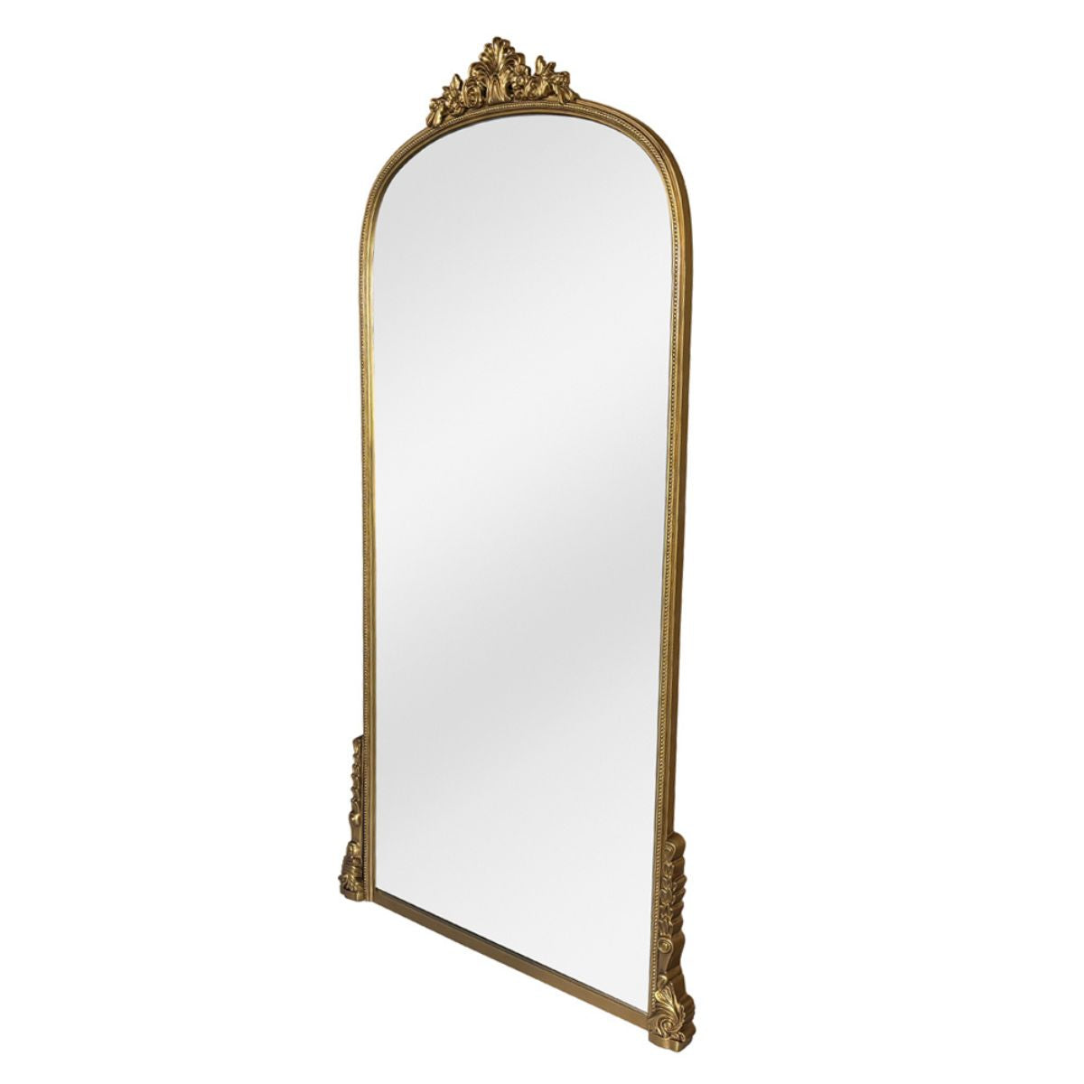 Elegant gold-framed Lorraine floor mirror by Xcella, featuring a sleek, reflective surface and stylish design for modern interiors.