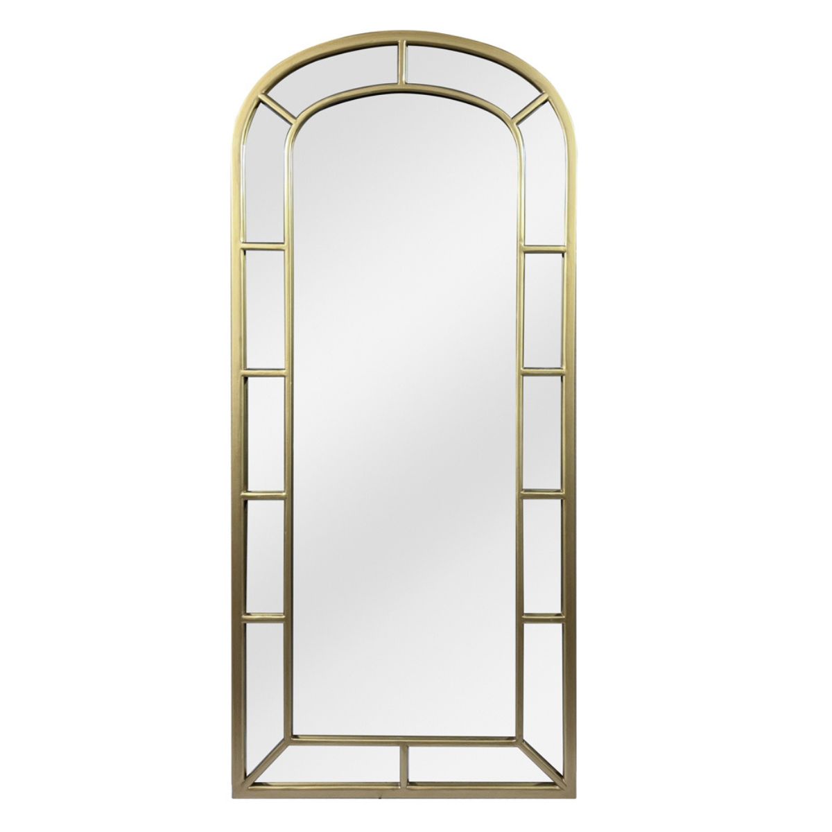 Xcella Wesley floor mirror with a sleek marigold-colored frame, full-length standing mirror for modern interior decor.