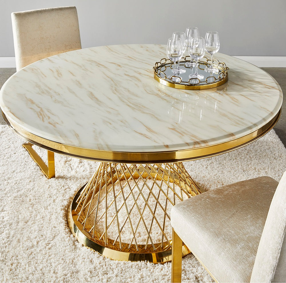 Close-up of the Xcella Bailey dining table showing its wooden surface and modern design for kitchen and dining room use.