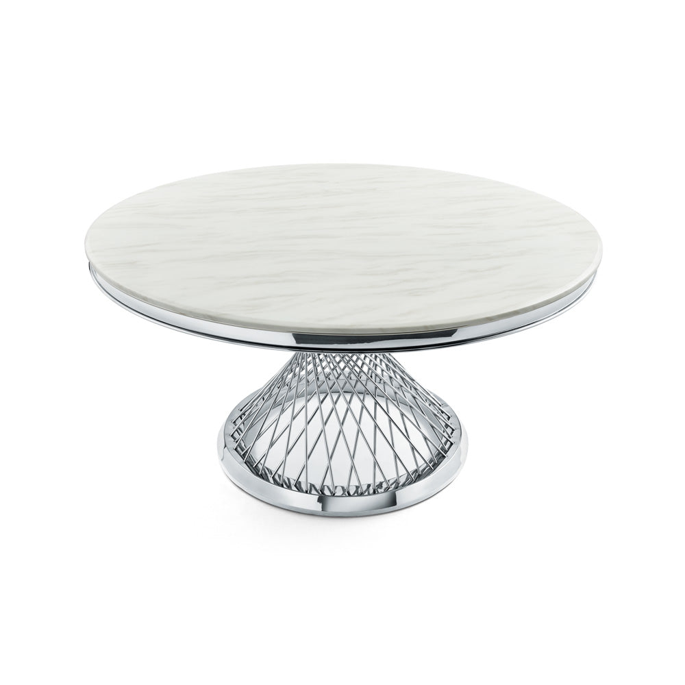 Xcella Bailey dining table with high silver finish, modern kitchen and dining room table for contemporary spaces