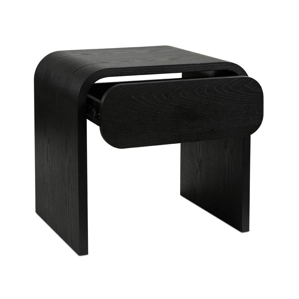 Xcella Elvis Nightstand with sleek wood finish and modern design, featuring a drawer and open shelf for bedroom storage.