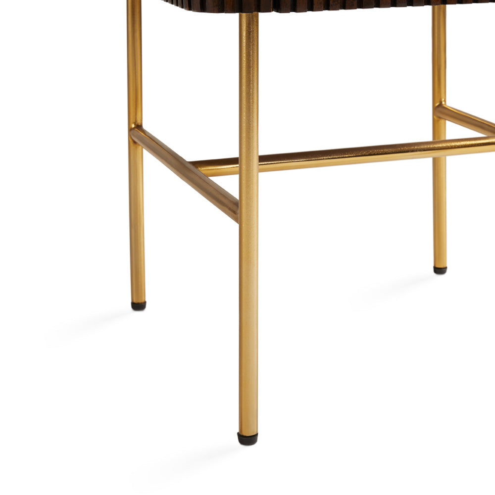 Xcella Serenity side table with marble top and wooden legs, modern nightstand for bedroom decor.