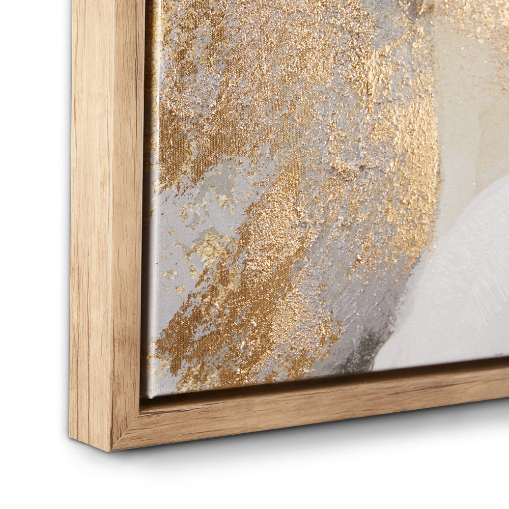 Gold and black wall art by Xcella showcasing modern abstract design on a rectangular canvas.