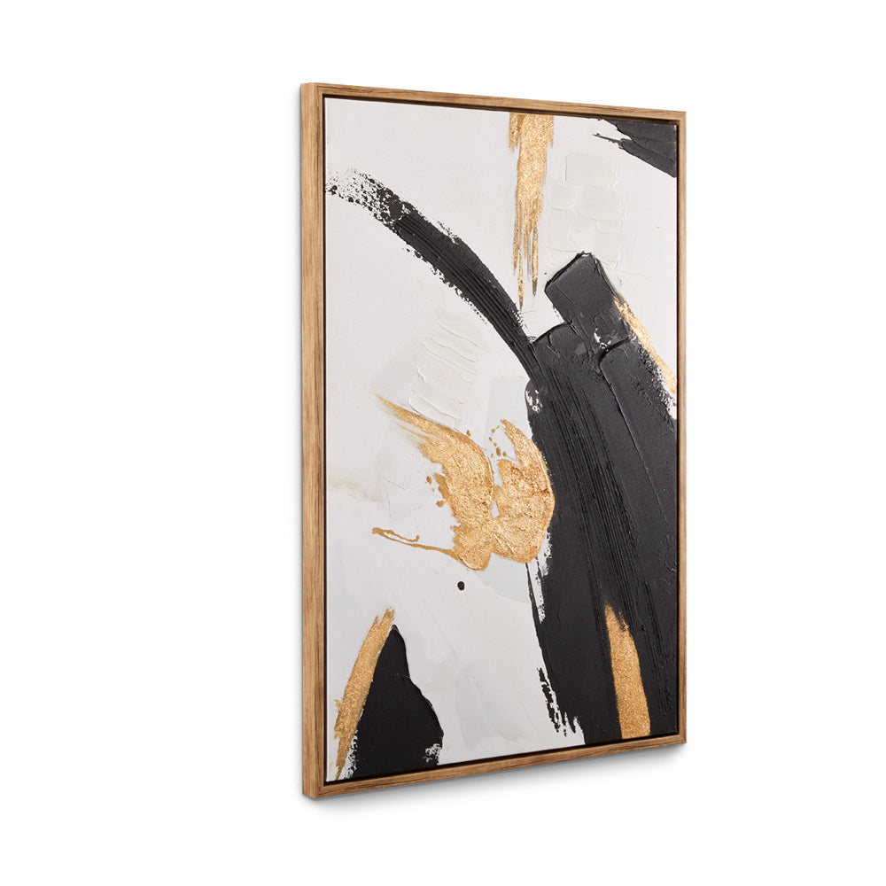 Black and gold wall art by Xcella featuring abstract geometric design, perfect for modern interior decor.