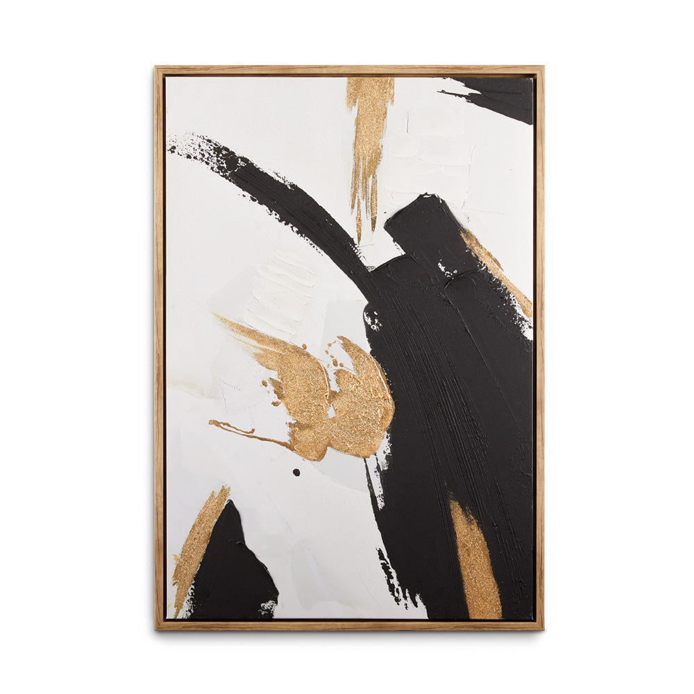 Elegant black and gold wall art by Xcella featuring abstract design, perfect for modern interior decor.