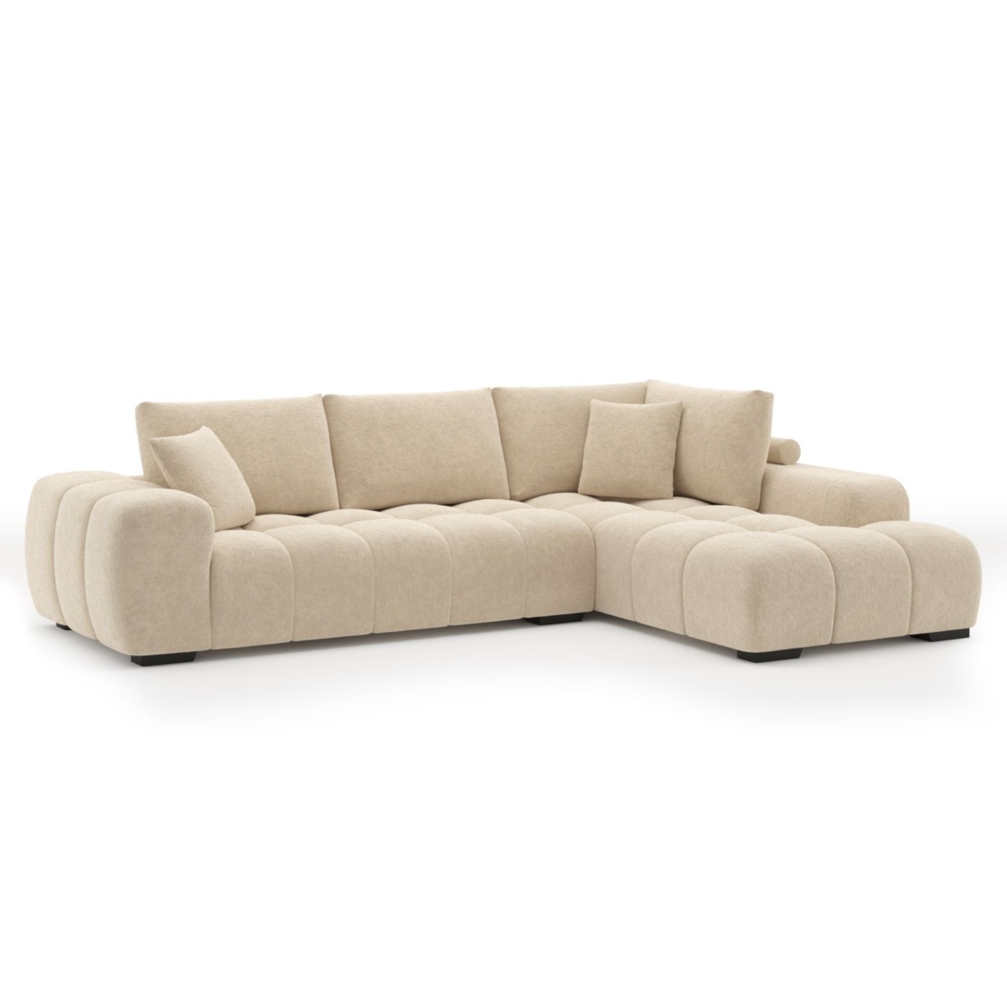 Brassex beige sectional sofa with plush cushions, modern design, and spacious seating, perfect for stylish living rooms.
