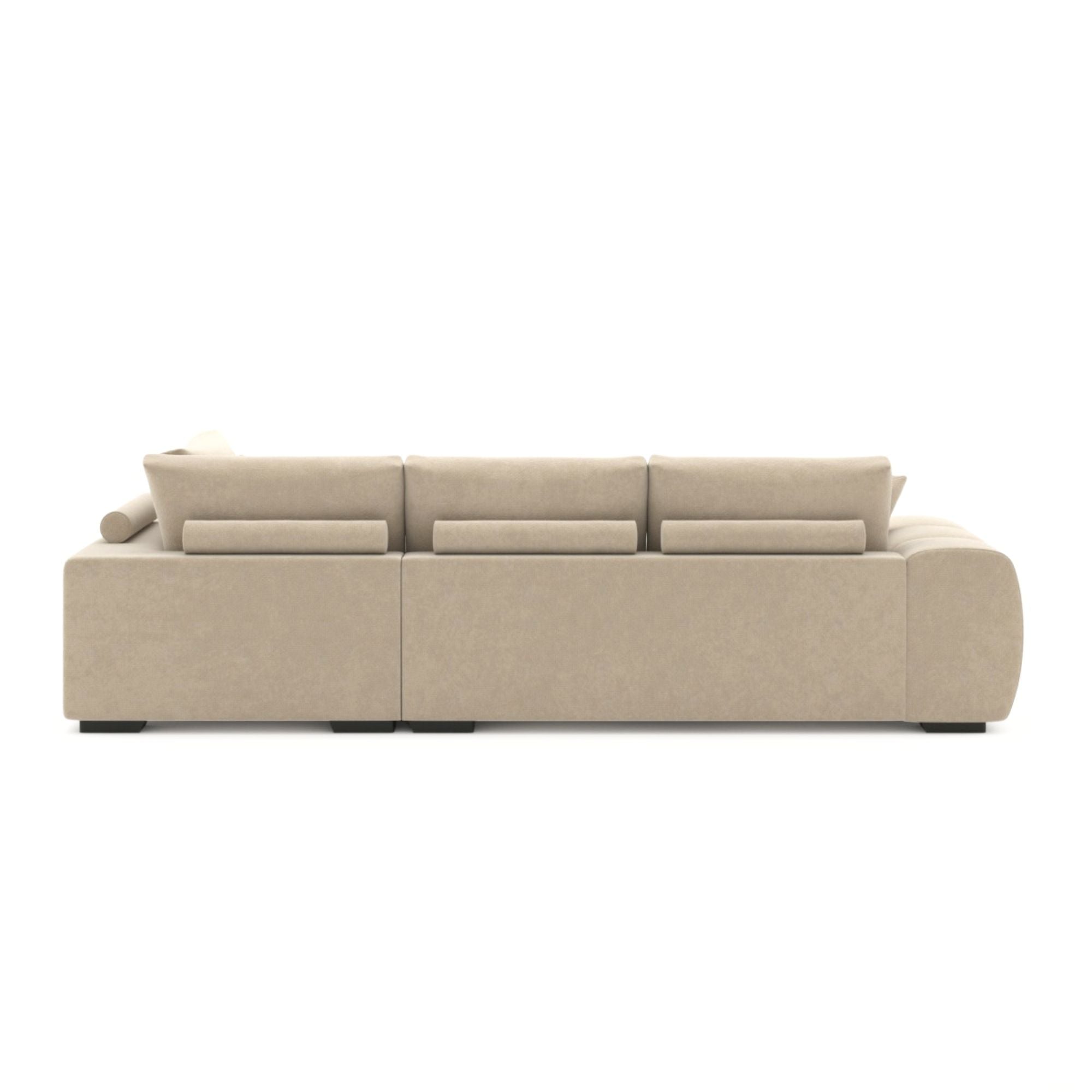 Brassex beige Zara sectional sofa with plush cushions and modern design, ideal for a contemporary living room.